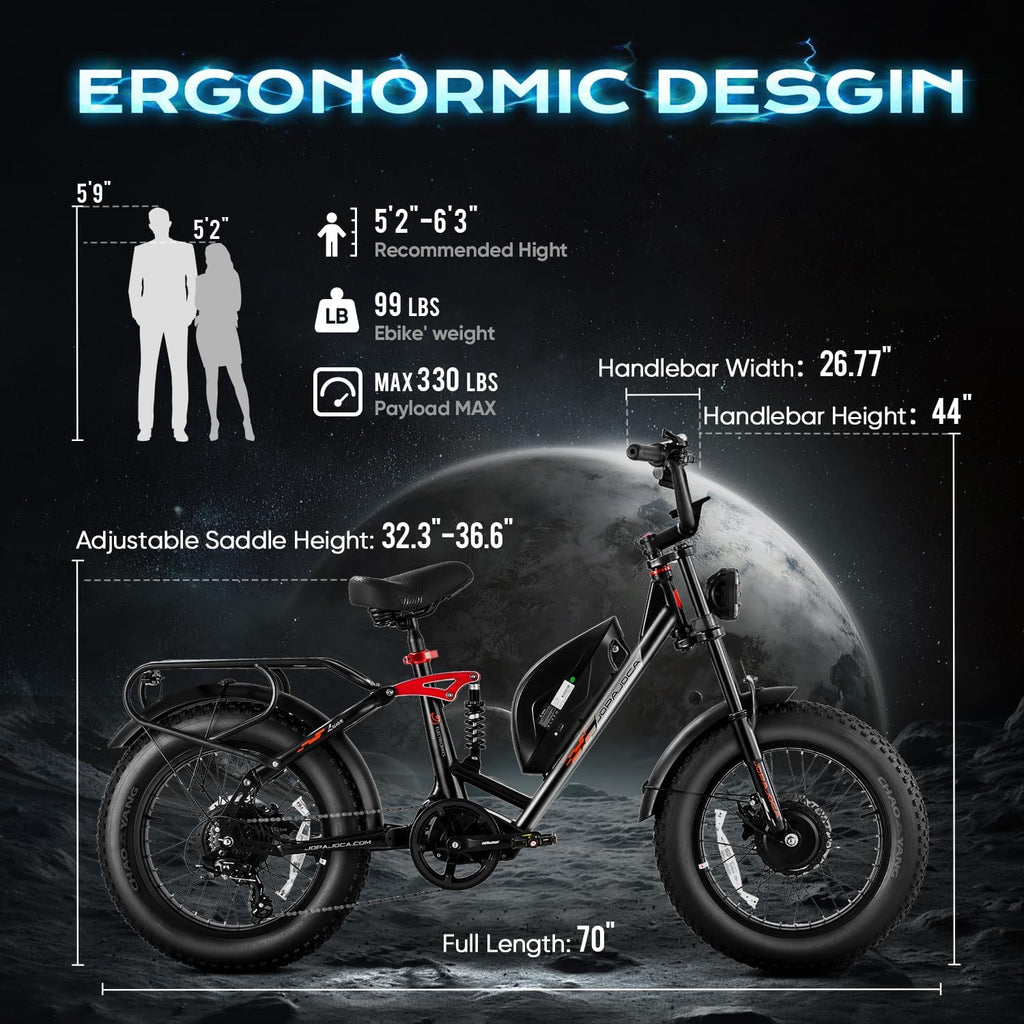 (2025 Upgraded) EAhora X7 Peak 3000W Dual Motor Electric Bike for Adults 48V 20A 30-33MPH Dual Hydraulic Brakes Ebike 80-120Miles Longe Range Fat Tire Electric Bicycle for Man and Woman
