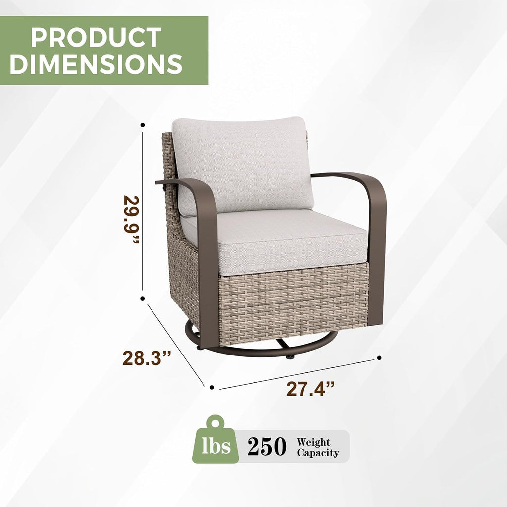 EAGLE PEAK Coastal Vista Outdoor Swivel Wicker Rocker with Deep Seating, Patio Glider Rocking Chair, Contains 1 Chair, Beige
