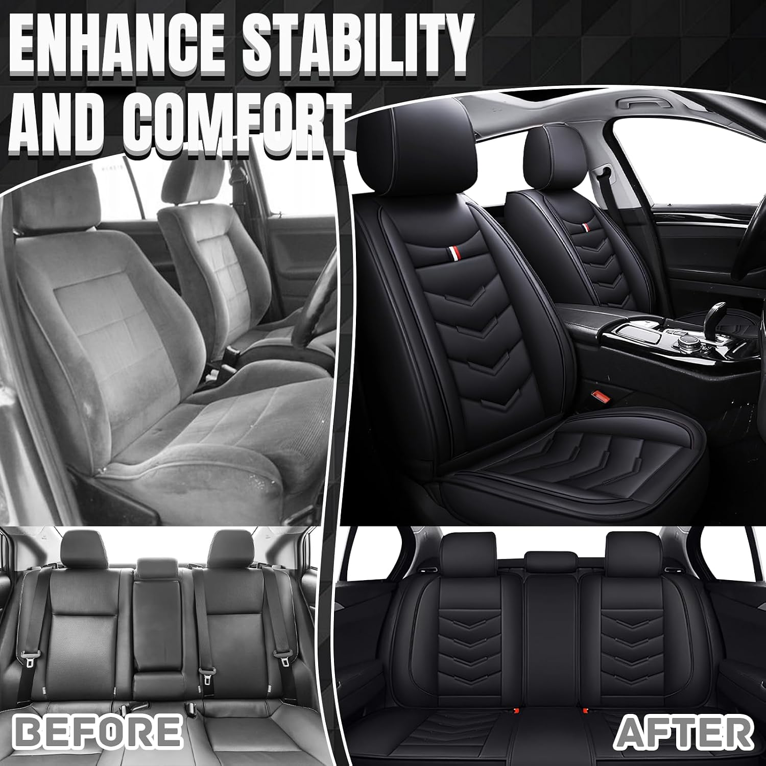 Car Seat Covers Fit for Chevy Traverse 2009-2025, Leather Seat Covers for Car, Waterproof Non-Slip Durable Car Seat Protector(5 Seats,Black)