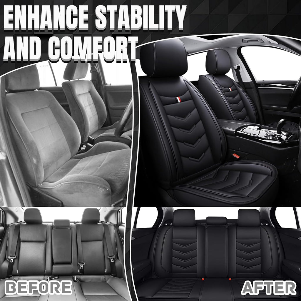 Car Seat Covers 6 Seats for Infiniti QX60 2013-2025, Waterproof Durable Leather Vehicle Cushion Covers, Breathable Full Coverage Seat Protector(Standard,Black)