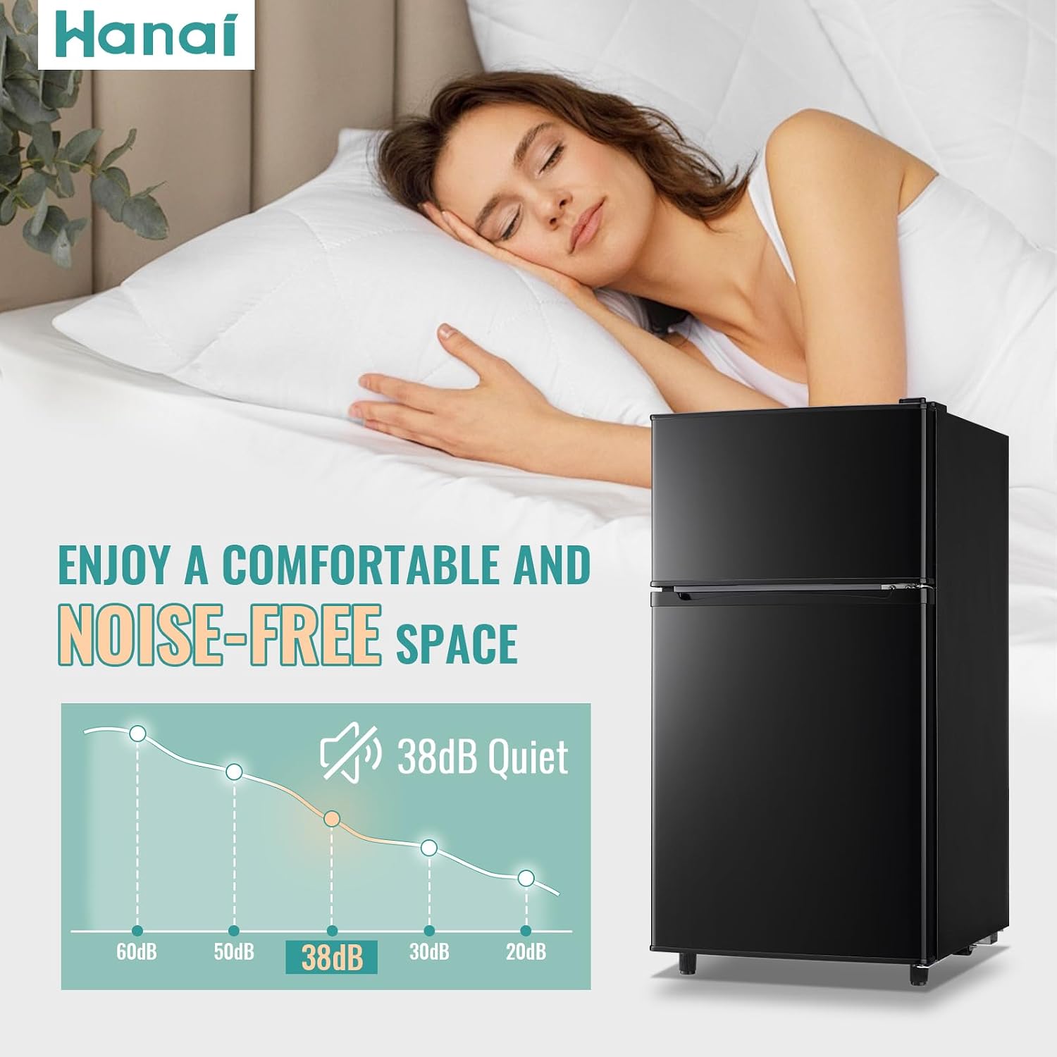 WANAI 3.5 Cu.Ft Mini Fridge Compact Refrigerator with Freezer, 7 Level Adjustable Thermostat Removable Shelves Small Refrigerator for Office Dorm Apartment Matte Black