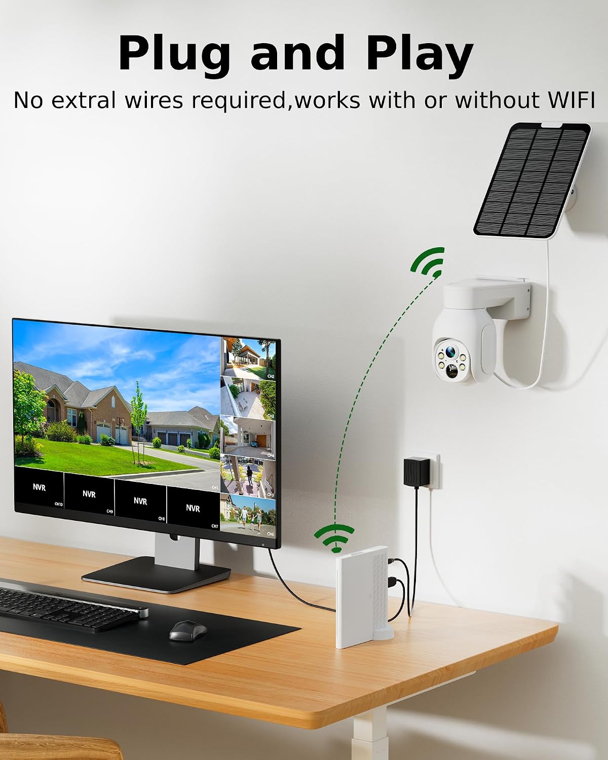 Solar Security Cameras Wireless Outdoor,2K Solar Cameras for Home Security, Wireless Security Camera System with 360° Pan & Tilt, Color Night Vision, 500GB HDD NVR, No Subscription, 2.4G & 5G WiFi