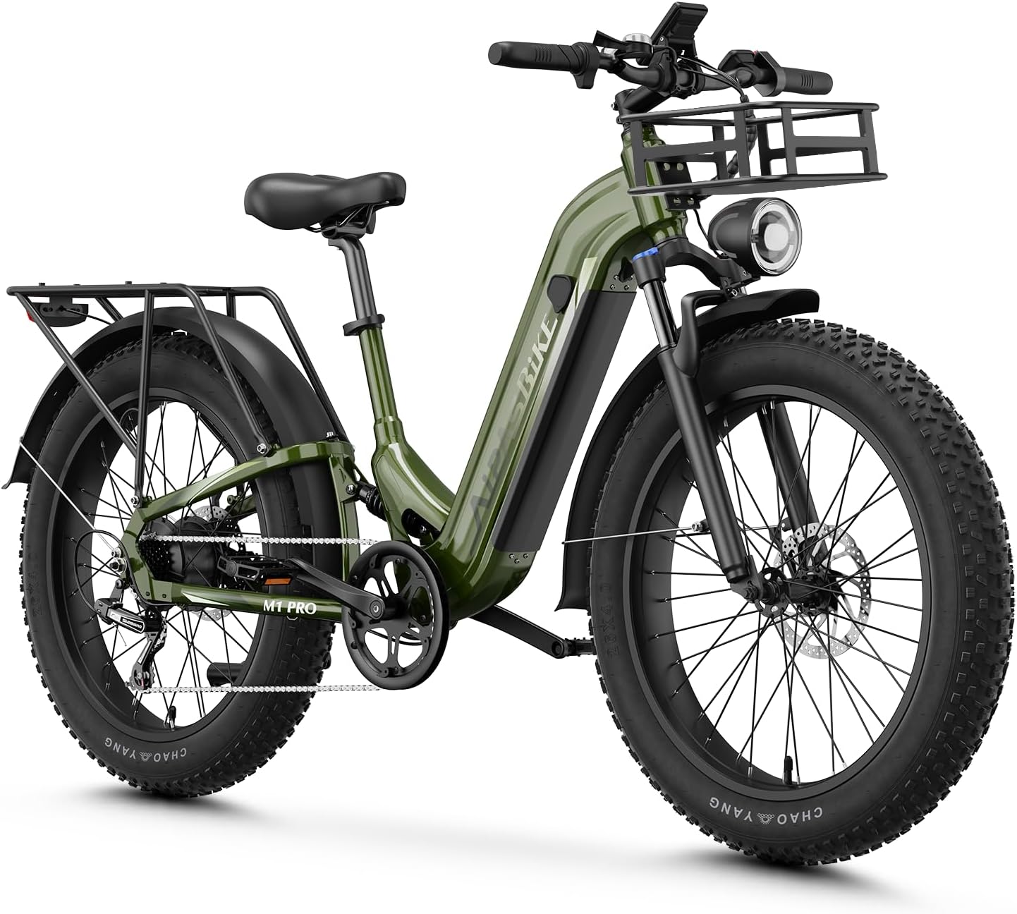 Aipas M1 Pro Electric Bike, 1800W Peak Motor Electric Bike for Adults, 26'' x 4.0'' Fat Tire Ebike, 48V 17.5Ah Electric Mountain Bike, 36MPH, 85 Miles Electric Bicycle, 7 Speed, 110NM with Rear Basket