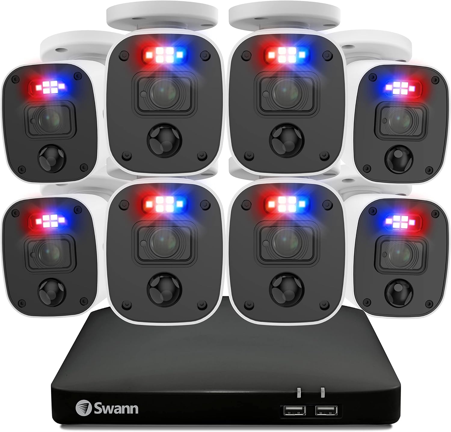 Swann Home Wired DVR 4K Security Camera System, 8 Channels, 8 Bullet Cameras Outdoor, 1TB HDD Storage, Color Night Vision, Bright Spotlights, Smart AI Alerts, Advanced Motion Detection, 24/7 Recording