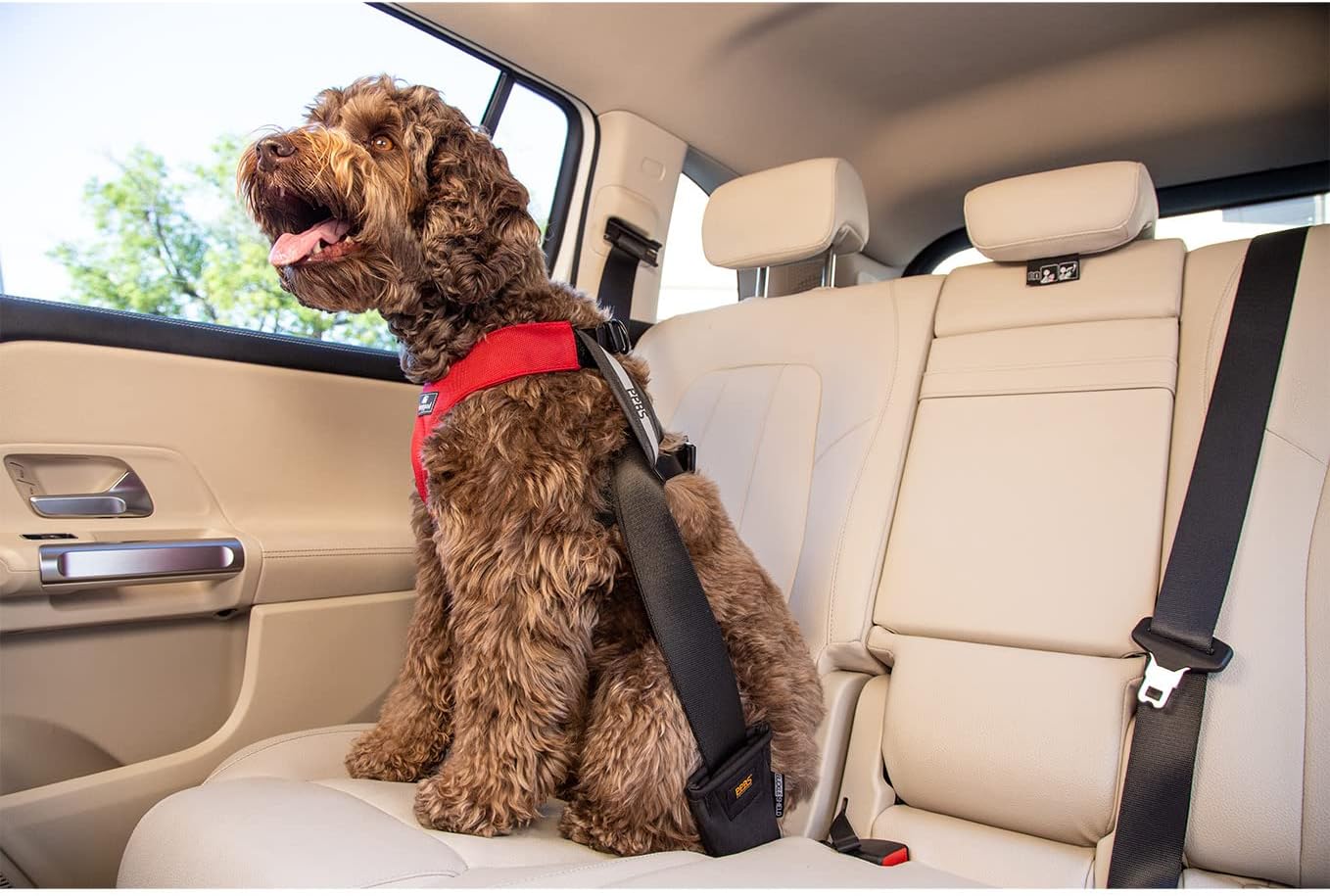 Clickit Sport Plus - Crash-Tested and Safety Certified Car Seat Belt Harness for Dogs (Extra Large, Orange Dream)
