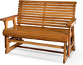 Fortune Candy Wooden Patio Glider with High Roll Back and Deep Contoured Seat, Solid Fir Wood, 2-Seater, Heavy Duty 800 LBS, 4 Ft. (PU Brown)
