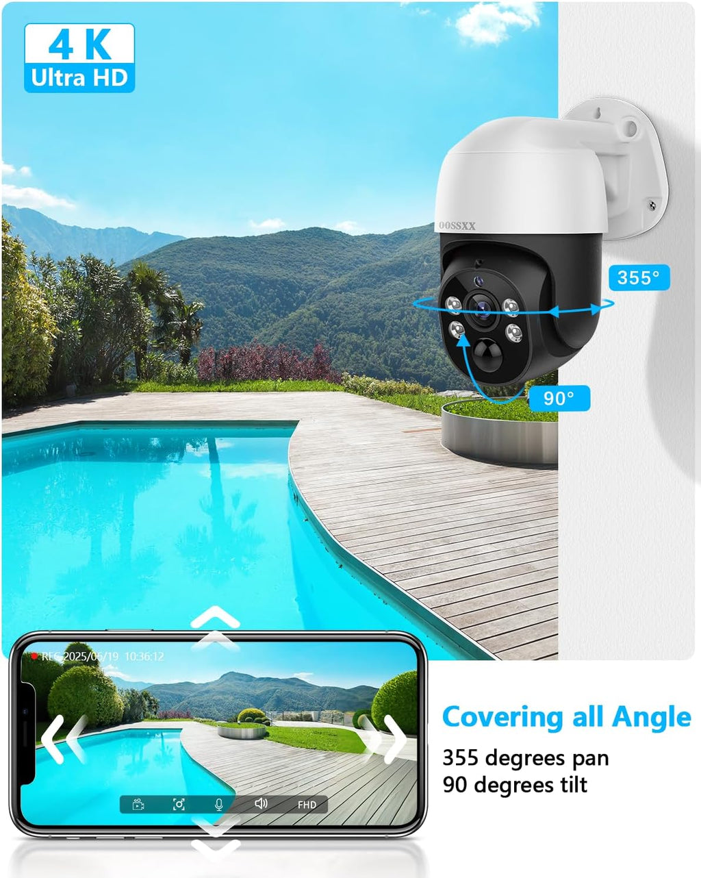 (2026 New) 4K PoE PTZ Security Camera System with 6 Cameras, 8CH NVR 2TB HDD, Wired Outdoor Pan Tilt Cameras, AI Human Detection, 2-Way Audio, No Monthly Fee