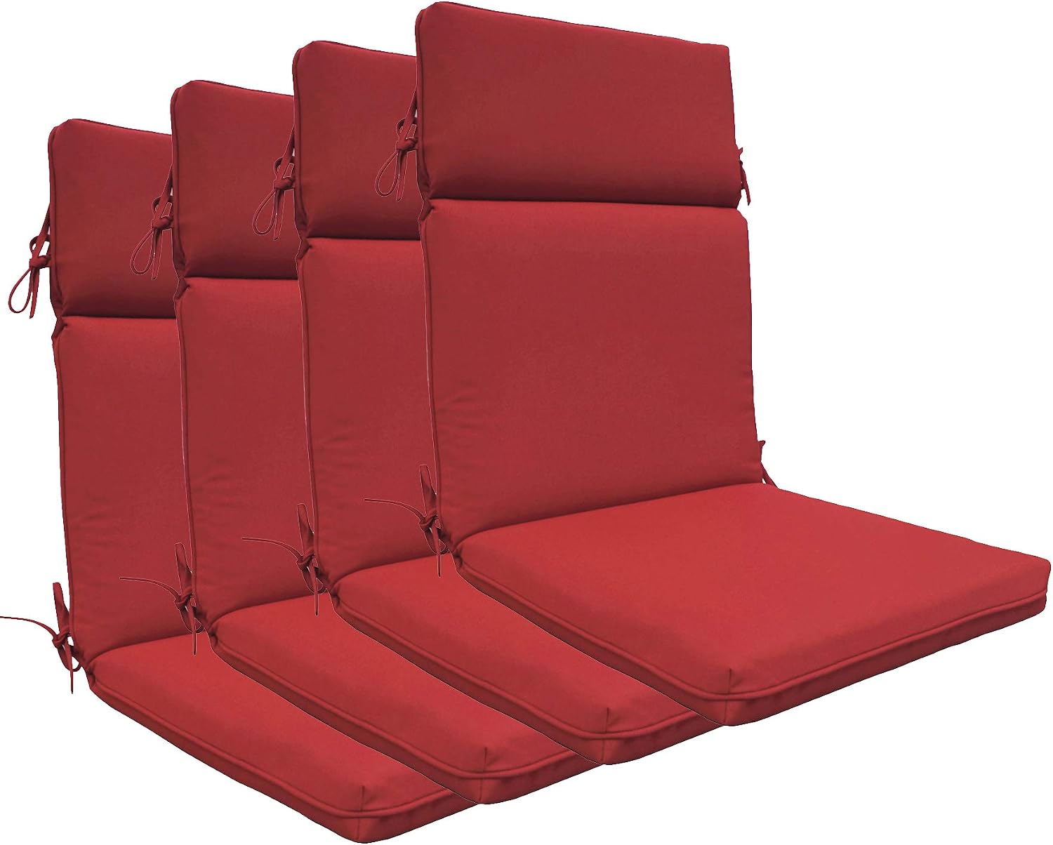 Indoor Outdoor High Back Chair Cushions Replacement Patio Chair Seat Cushions Set of 4 (Olefin Bright Red)