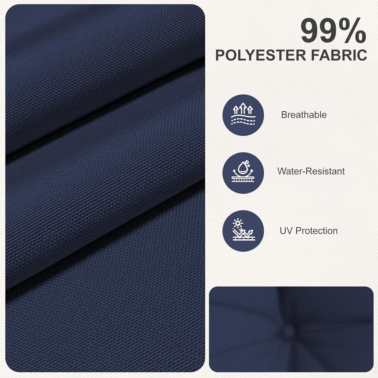 Outdoor High Back Chair Cushions 2-Pack, 44'x22'x 4' Fade-Resistant Waterproof Tufted Pads with Ties for Patio Rocking & Adirondack Chairs (Navy Blue)