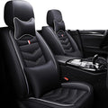 Car Seat Covers Fit for GMC Acadia 2007-2025, Leather Seat Covers for Car, Waterproof Non-Slip Durable Car Seat Protector(2 Seats with Pillow,Black White)