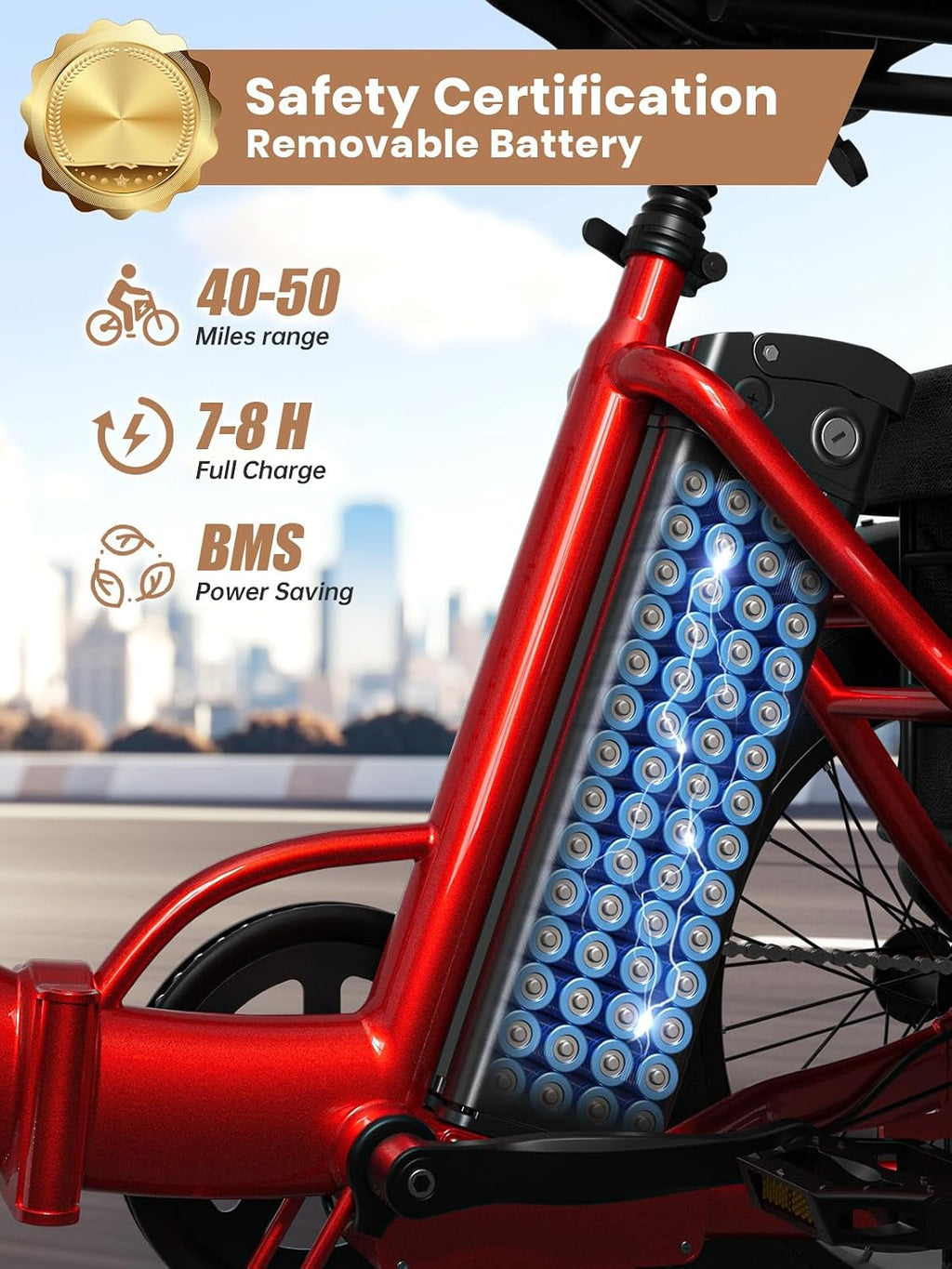 QRONGE Electric Tricycle for Adults 960W Peak, 36V 15AH Battery Ebike 50 Miles Range with Large Rear Basket, Electric Trike 20'*4' Fat Tire, Max 20MPH 3 Wheel Folding Electric Trike for Adults(Lava)