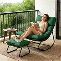 Outdoor and Indoor Rocking Chairs, Comfy Patio Chair, Rocking Chair with Ottoman and Sturdy Metal Frame, Balcony Chairs with Thickened Cushion, Silla Mecedora for Patio Porch Garden Living (Green)