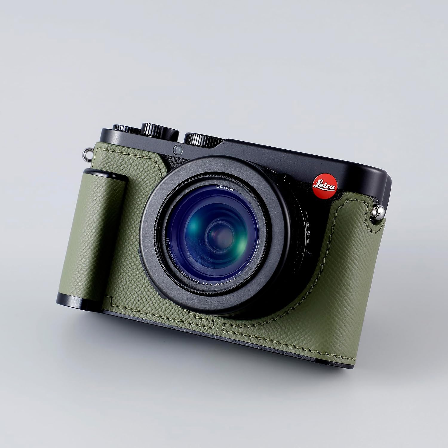 Camera Half Case for Leica D-LUX 8, Vintage Metal Genuine Leather Instant Camera Protective Cases Stylish Portable Shockproof (Green J)