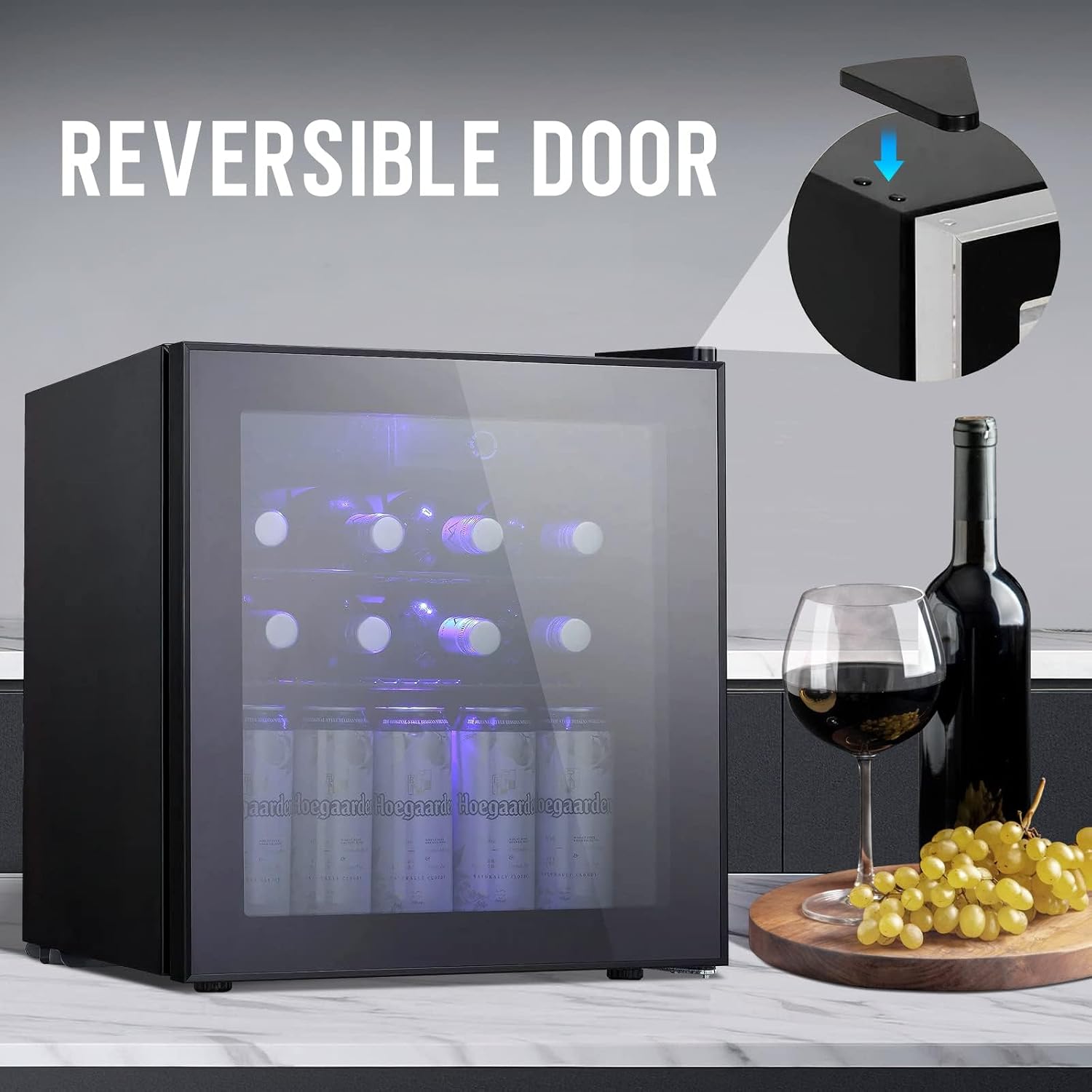 Antarctic Star Mini Fridge Cooler - 70 Can Beverage Refrigerator Glass Door for Beer Soda or Wine –Small Drink Dispenser Machine Removable for Home, Office or Bar Chiller, 1.6cu.ft