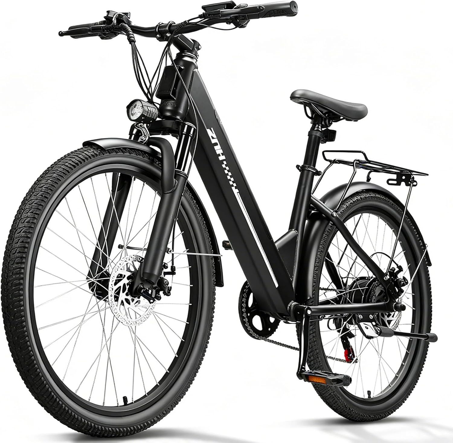 ZNH Electric Bike, 750W Peak Motor Electric Mountain Bike for Adults With 48V 13Ah Removable Battery, 20MPH 26'' Electric Bike, Suspension Fork, LED Display, Fat Tire Commuter EBike, Black (17S-Black)
