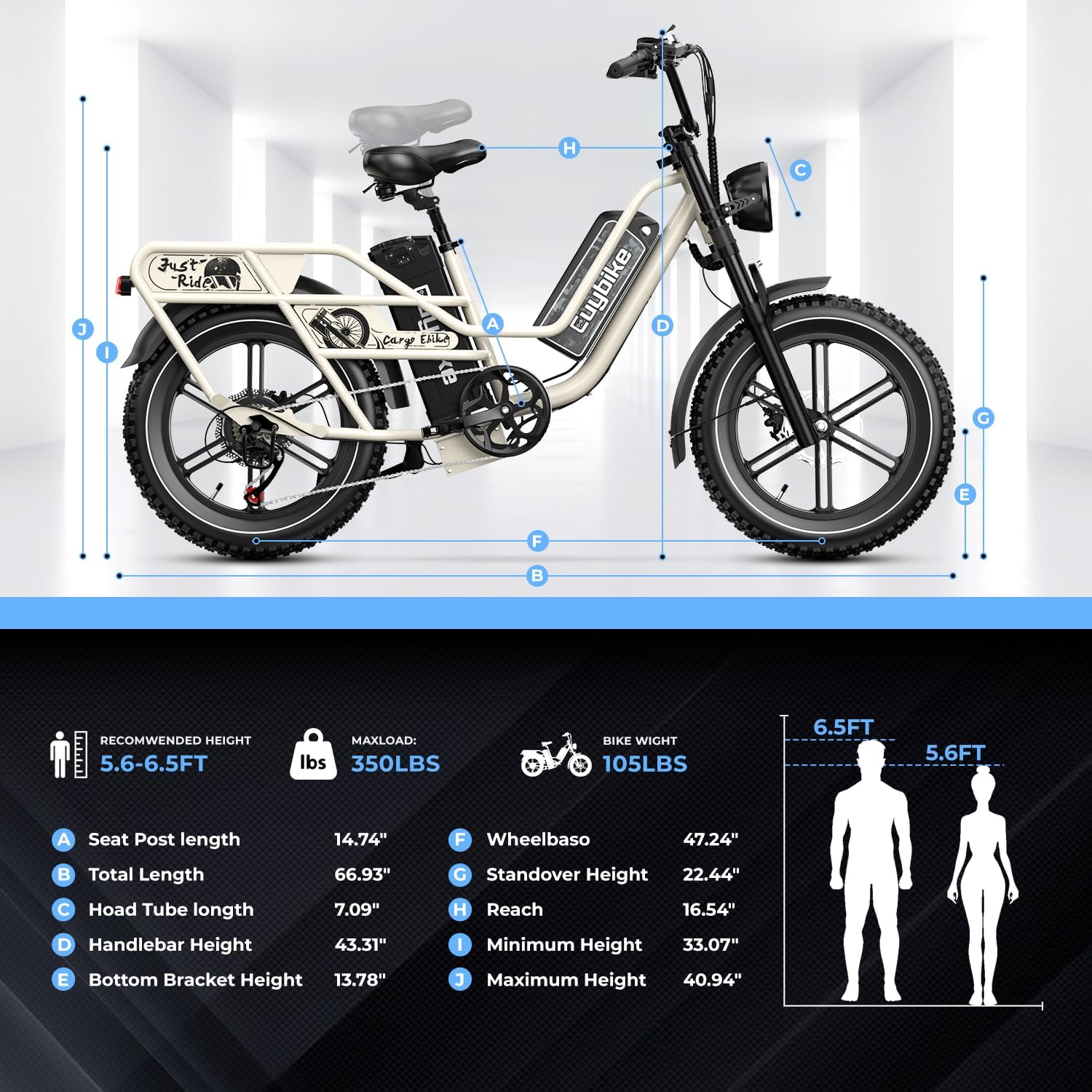 Dual Battery Electric Bike for Adults, 160 Miles Long Range Cargo Ebike with 48V 60AH Removable 2880WH Battery, 1450W Peak Motor Electric Bicycle, 20' x 4' Fat Tire Hydraulic Brakes E Bike