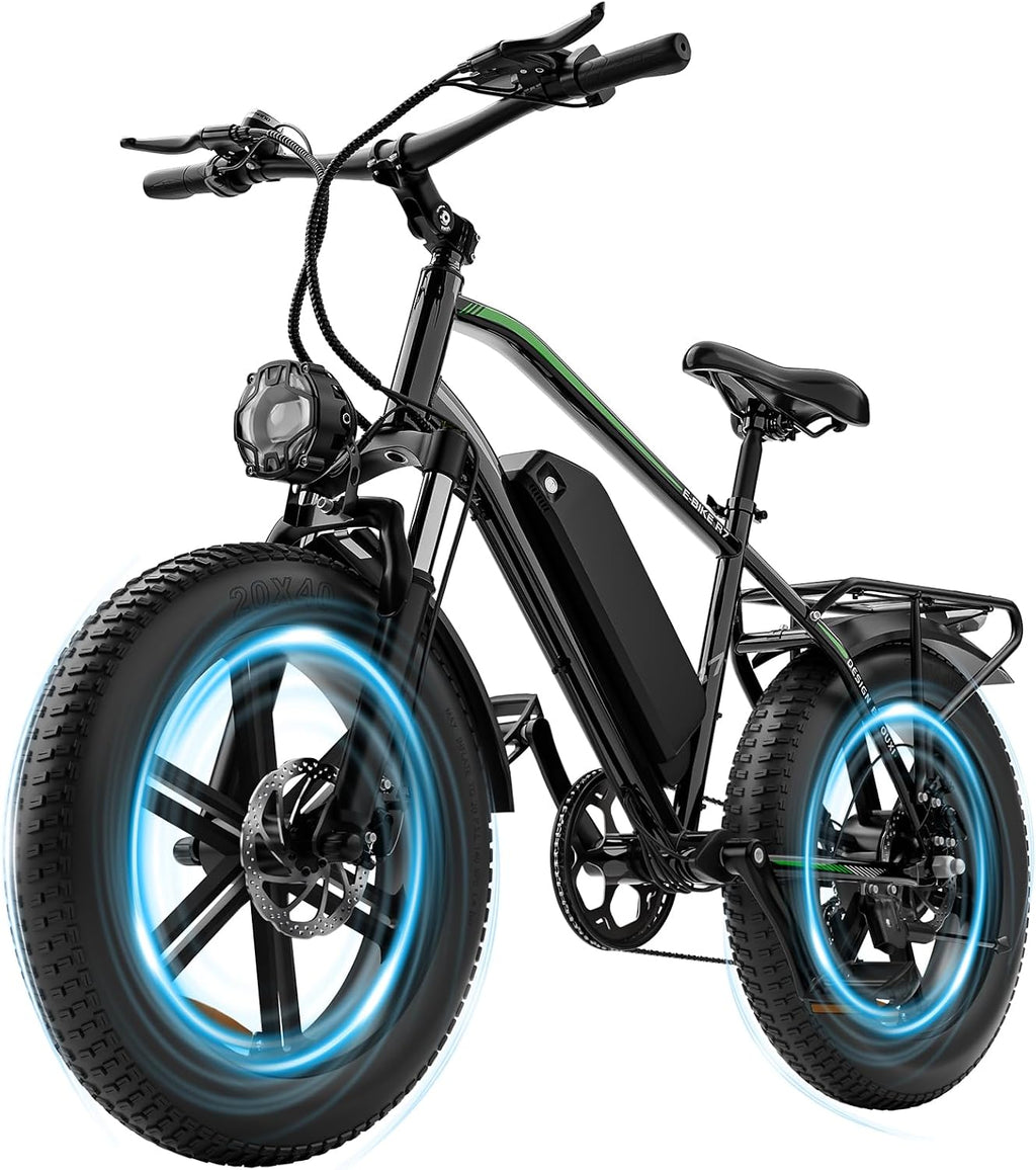 Hipatoo Electric Bike for Adults, 48V-13AH Removable Battery, 38 Miles Range Electric Bicycle with 20 Inch Fat Tire E-Bike for Commuting Ebike