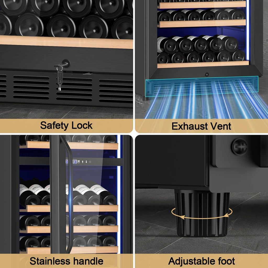 Velivi 24' Inch Dual-Zone Wine Fridge, Freestanding/Built-in Wine Cooler Refeigerator, Large Capacity Tall Wine Cellar For Wine Collection, Wine Chiller with Safety Lock, Low Noise and Fast Cooling