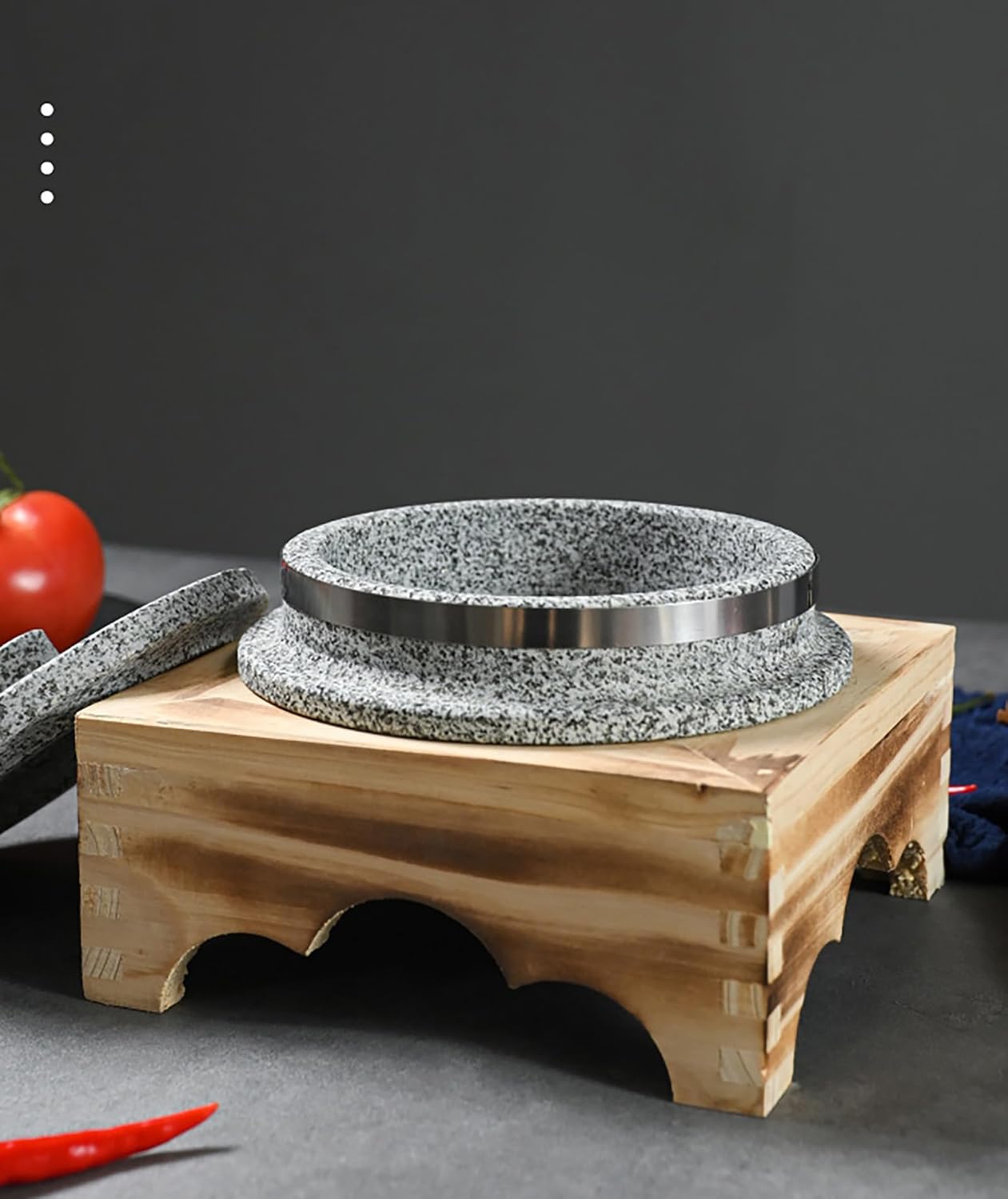 Dolsot Bibimbap Bowl,Korean Granite Stone Bowl with Lid Thicken Stone Bowl, for Bibimbap Soups Hot Pot for Korean Restaurants, Soup, Rice, Stew,20CM