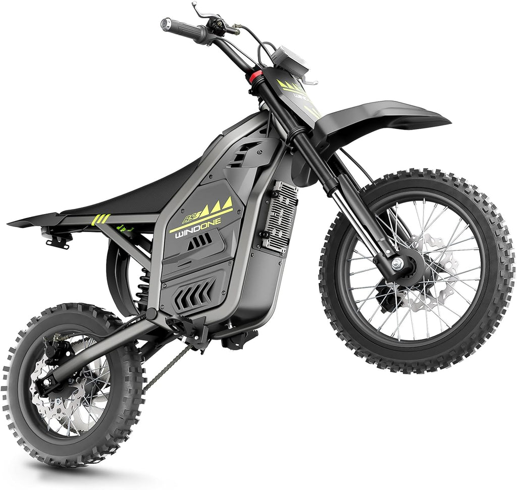 Windone RS5 Electric Dirt Bike for Teens & Adults (13+), Up to 37 MPH, 45 Miles Range, 2200W Peak Motor, 14'/12' Off-Road Tires, Hydraulic Suspension, 3-Speed Modes Electric Motorcycle