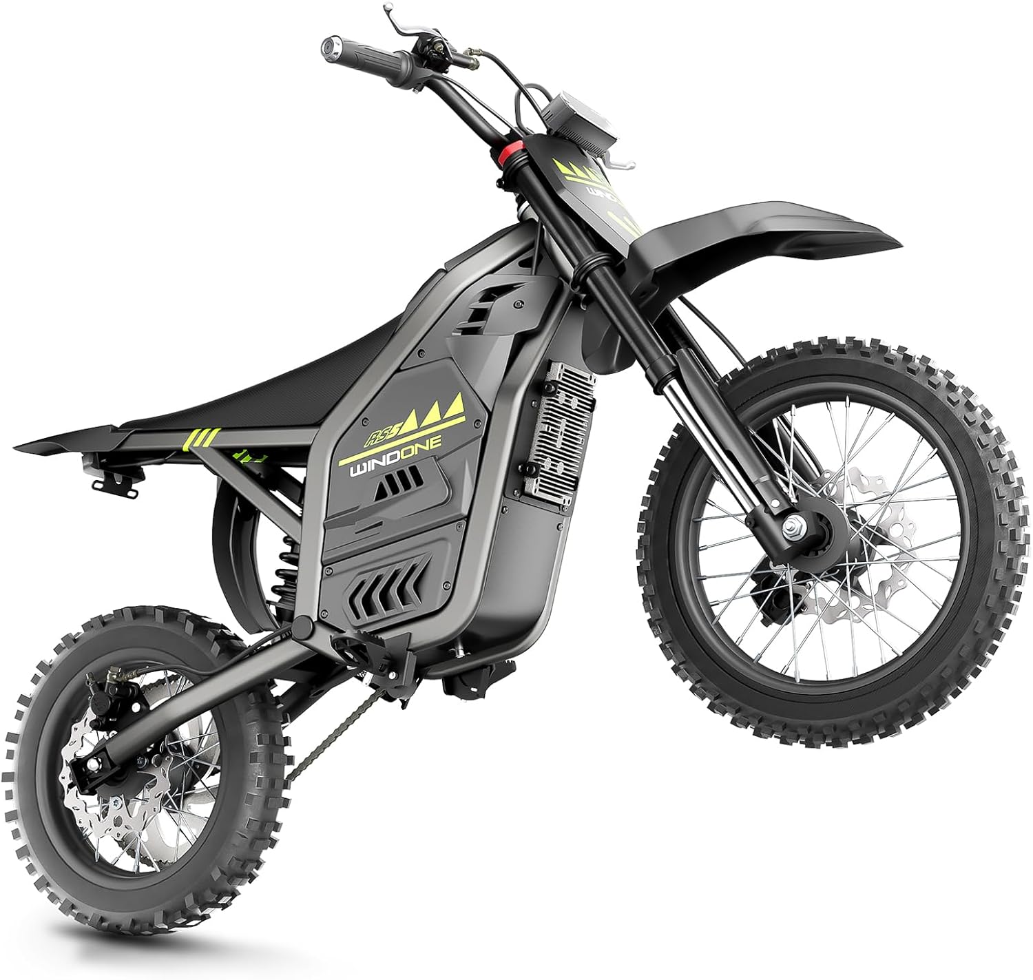 Windone RS5 Electric Dirt Bike for Teens & Adults (13+), Up to 37 MPH, 45 Miles Range, 2200W Peak Motor, 14'/12' Off-Road Tires, Hydraulic Suspension, 3-Speed Modes Electric Motorcycle