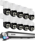 ZOSI 16 Channel 4K PoE Security Camera System with AI Face Person Vehicle Detection, 10 x 5MP 3K Outdoor Auto Tracking PT PoE IP Camera with 5X Digital Zoom, 2-Way Audio, 4TB HDD for 24/7 Recording