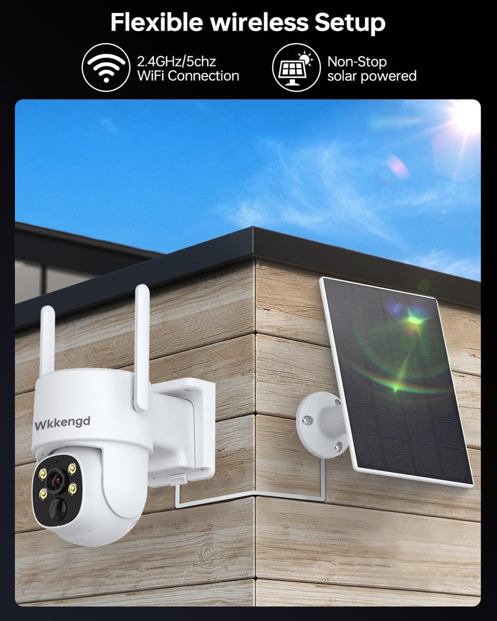 Wireless Security Camera System Outdoor, Aurora Lux Color Night Vison 4 Cam-Kit Solar Powered Security Cameras Wireless Outdoor-1TB 360° View 2.4/5Ghz WiFi No Monthly Fee