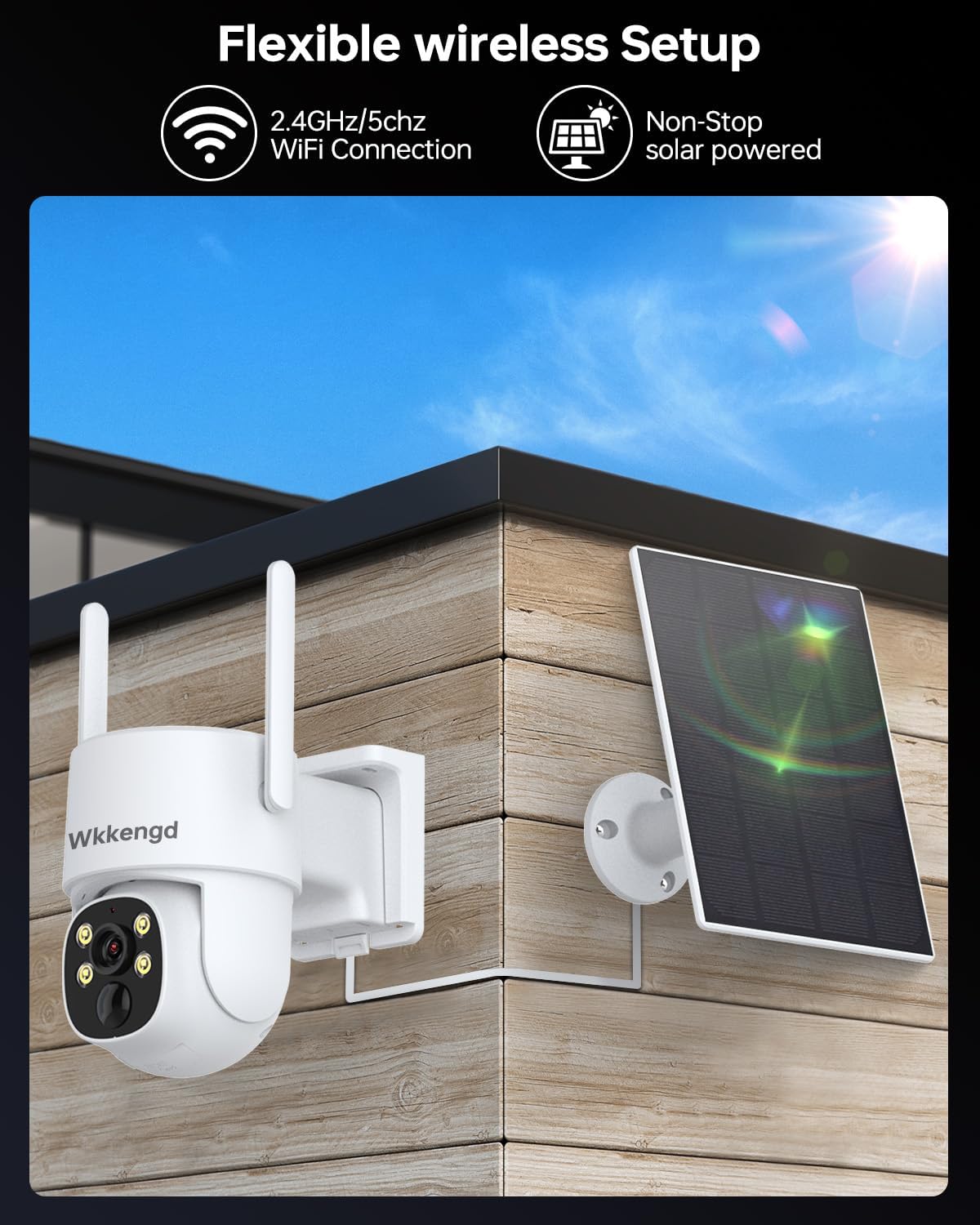 Wireless Security Camera System Outdoor, Aurora Lux Color Night Vison 4 Cam-Kit Solar Powered Security Cameras Wireless Outdoor-1TB 360° View 2.4/5Ghz WiFi No Monthly Fee