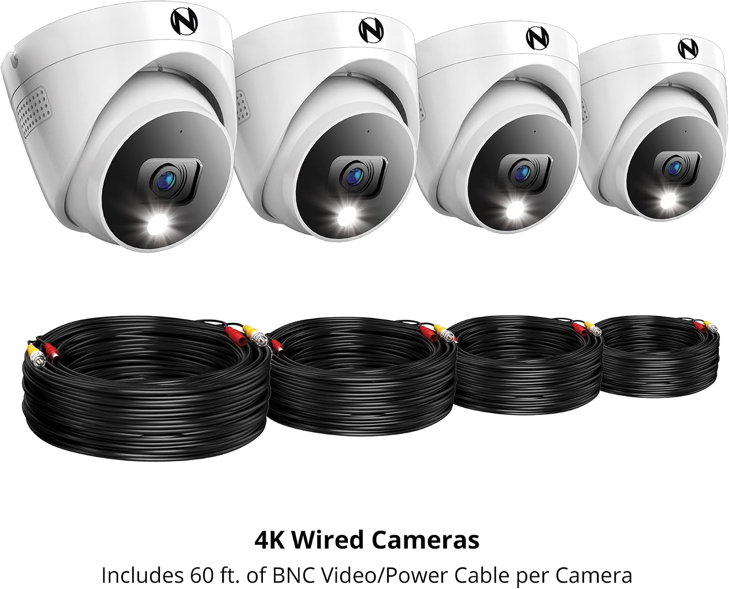 Night Owl Add On Wired 2K HD Indoor/Outdoor Deterrence Dome Cameras with 2-Way Audio (4 Pack)