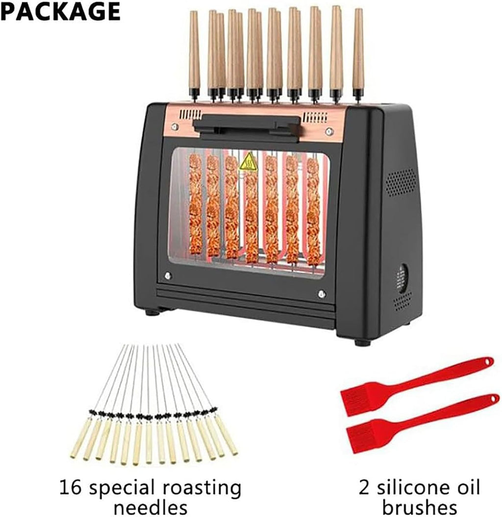 Electric Rotation Barbecue Grill, 1200W 360° Automatic Rotation Kebab Machine, 16 Skewers Smokeless Electric BBQ Grill, Cooks Kebabs, Skewers and Roasts, for Party And Cookout Home