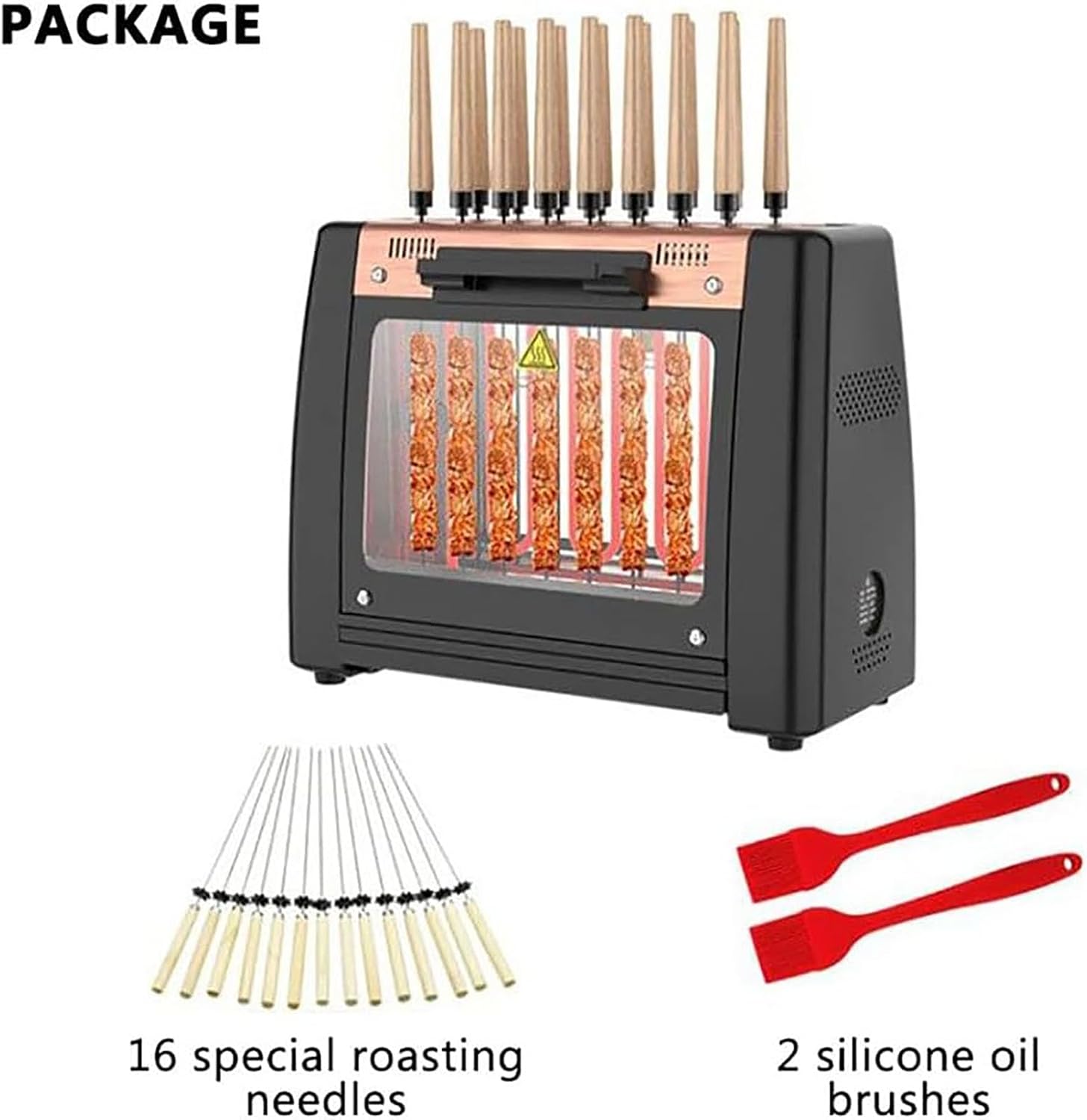 Electric Rotation Barbecue Grill, 1200W 360° Automatic Rotation Kebab Machine, 16 Skewers Smokeless Electric BBQ Grill, Cooks Kebabs, Skewers and Roasts, for Party And Cookout Home