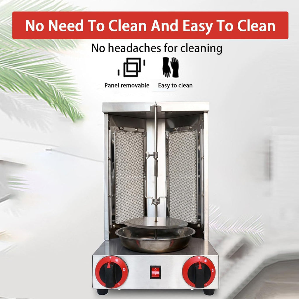 Vertical BBQ Machine Commercial,360° Rotating Gas Kebab Grill Machine,with Shovel,for Restaurant Home Kitchen Use,Adjustable Temperature