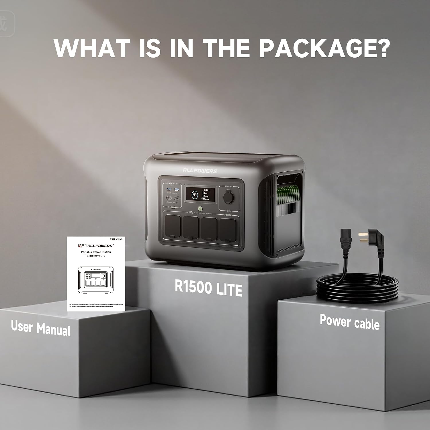 ALLPOWERS Portable Power Station R1500 LITE,1056Wh LiFePO4 (LFP) Battery,Solar Generator (Solar Panels Optional),1600W AC/100W USB-C Output for Outdoor Camping,Travel,Hunting,and Power Outages