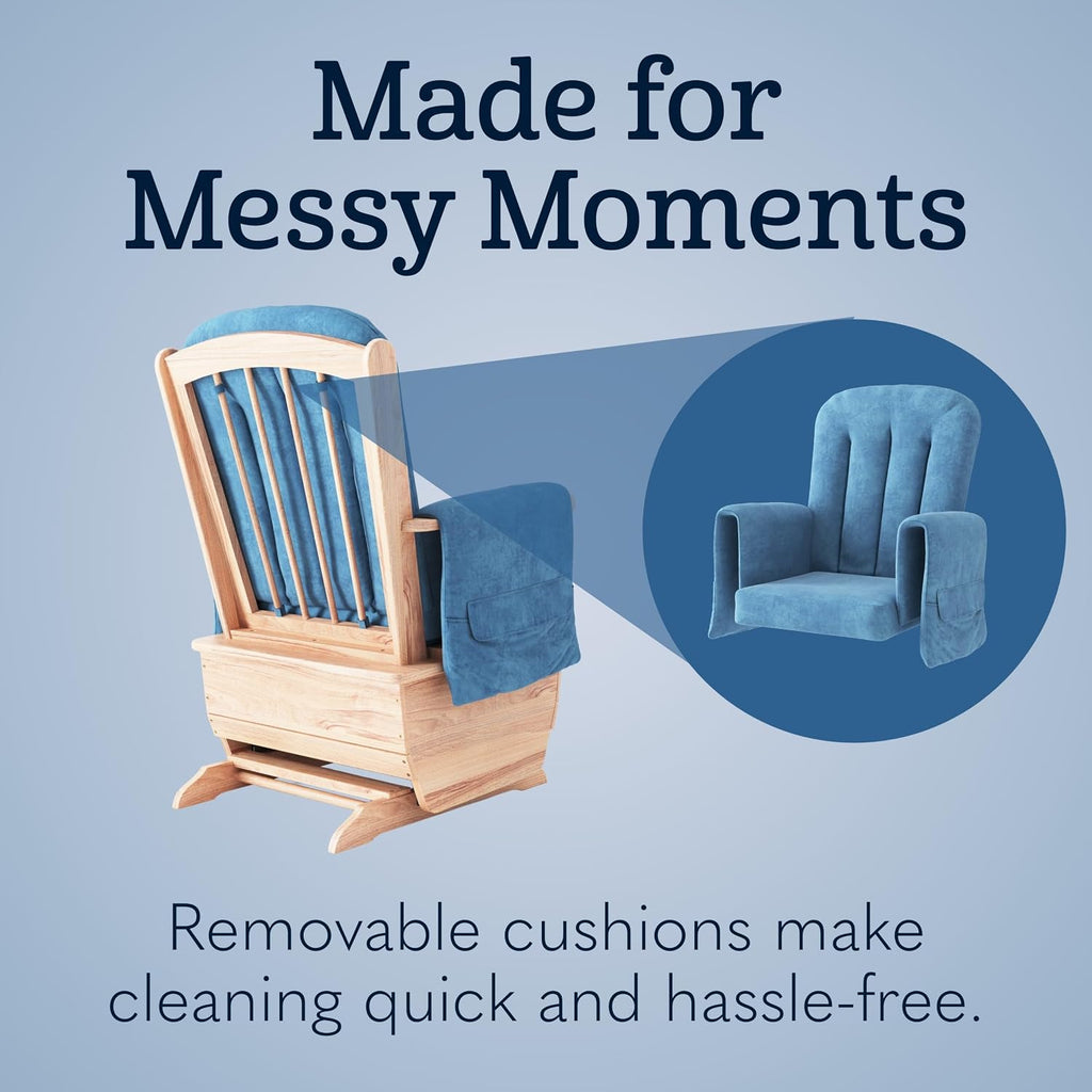 Foundations SafeRocker Glider, Blue Microfiber Cushion, 2-Pack