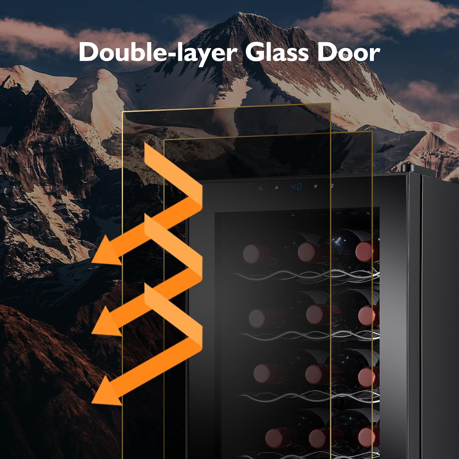 18 Bottle Mini Fridge, Freestanding Small Wine Cooler Refrigerator for Red and White with 40-66F Digital Temperature Control and Glass Door