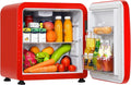COSTWAY 1.6 Cu.ft Mini Fridge, Compact Refrigerator with Auto Defrost, Single Reversible Door, Adjustable Thermostat for Office, Dorm, Bedroom, Apartment (Red)
