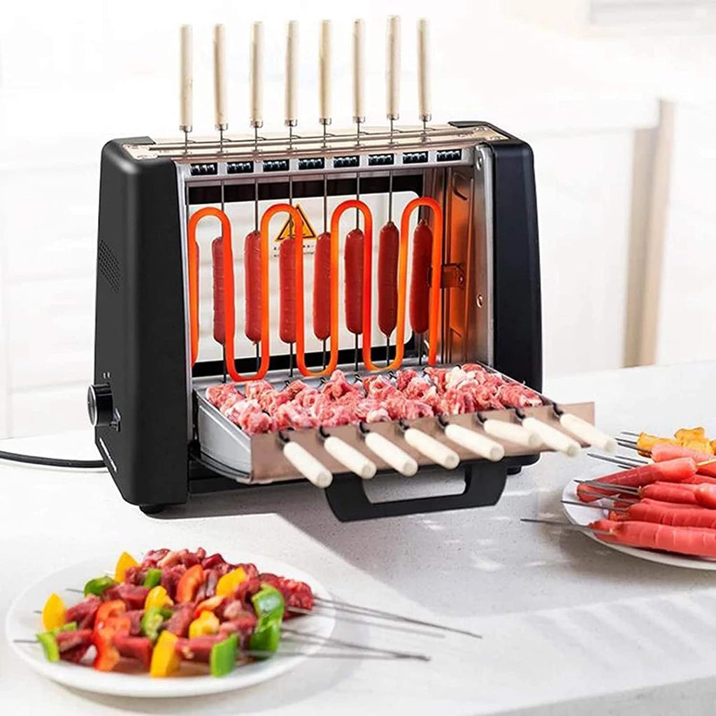 Electric Barbecue Grill and 1200W Smokeless Vertical Grill,360°Automatic Rotating Lamb Skewers Grill, Kebabs,Skewers Roasts,Easy to Clean:Patio,Lawn,Garden