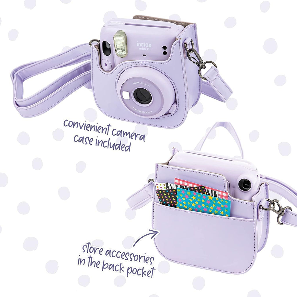 Fujifilm Instax Mini 12 Instant Camera Pastel Blue with Film Value Pack (40 Sheets) + Accessories Including Galaxy Carrying Case Strap, Photo Album, Stickers (White)