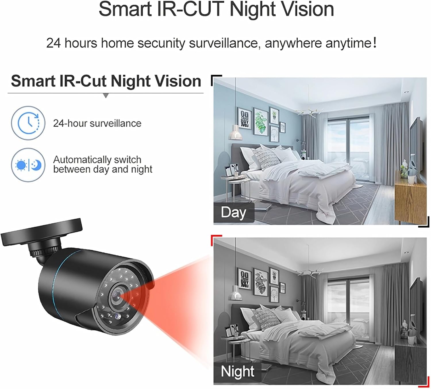 Home Security Camera System 3000TVL Surveillance DVR Kits, 4pcs Wired 1080P AHD/CVI/TVI Coaxial HD Camera Night Vision Set with AI Motion Person Detection, DVR with 500GB Hard Drive for 24-7 Recording
