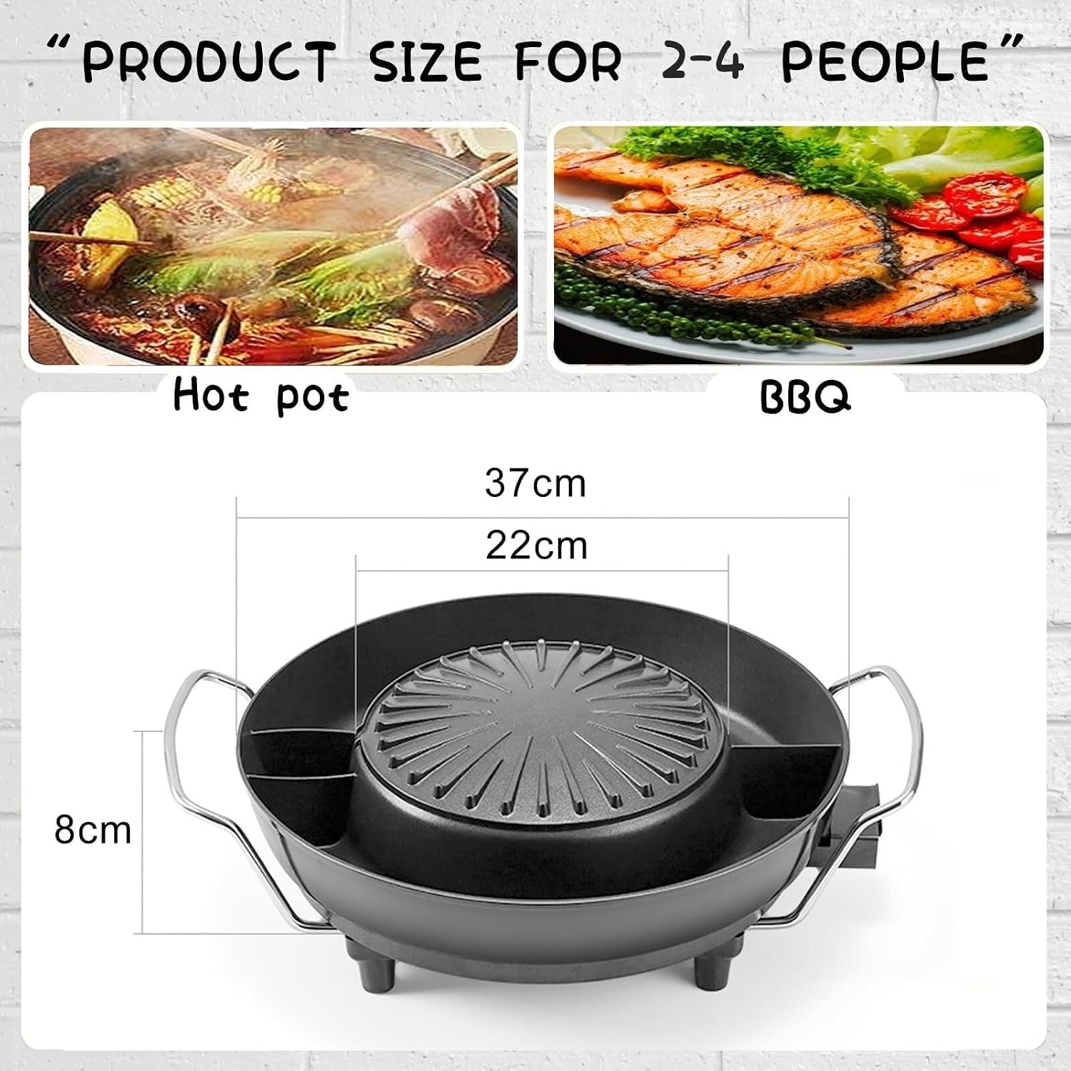 Hot Pot with Grill Medium Household Electric Hot Pot with Grill, Soup Pot and Korean BBQ, Non-Stick Coating, Easy to Clean, for 2-4 People to Enjoy