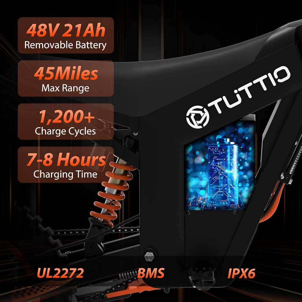 Tuttio Soleil01 Electric-Dirt-Bike for Teens Adults, 14'/12' Fat Tire 2000W 37MPH Electric-Motorcycle with 48V 21AH Battery Ebike 200NM Hydraulic Brakes Mountain Off-Road EBike
