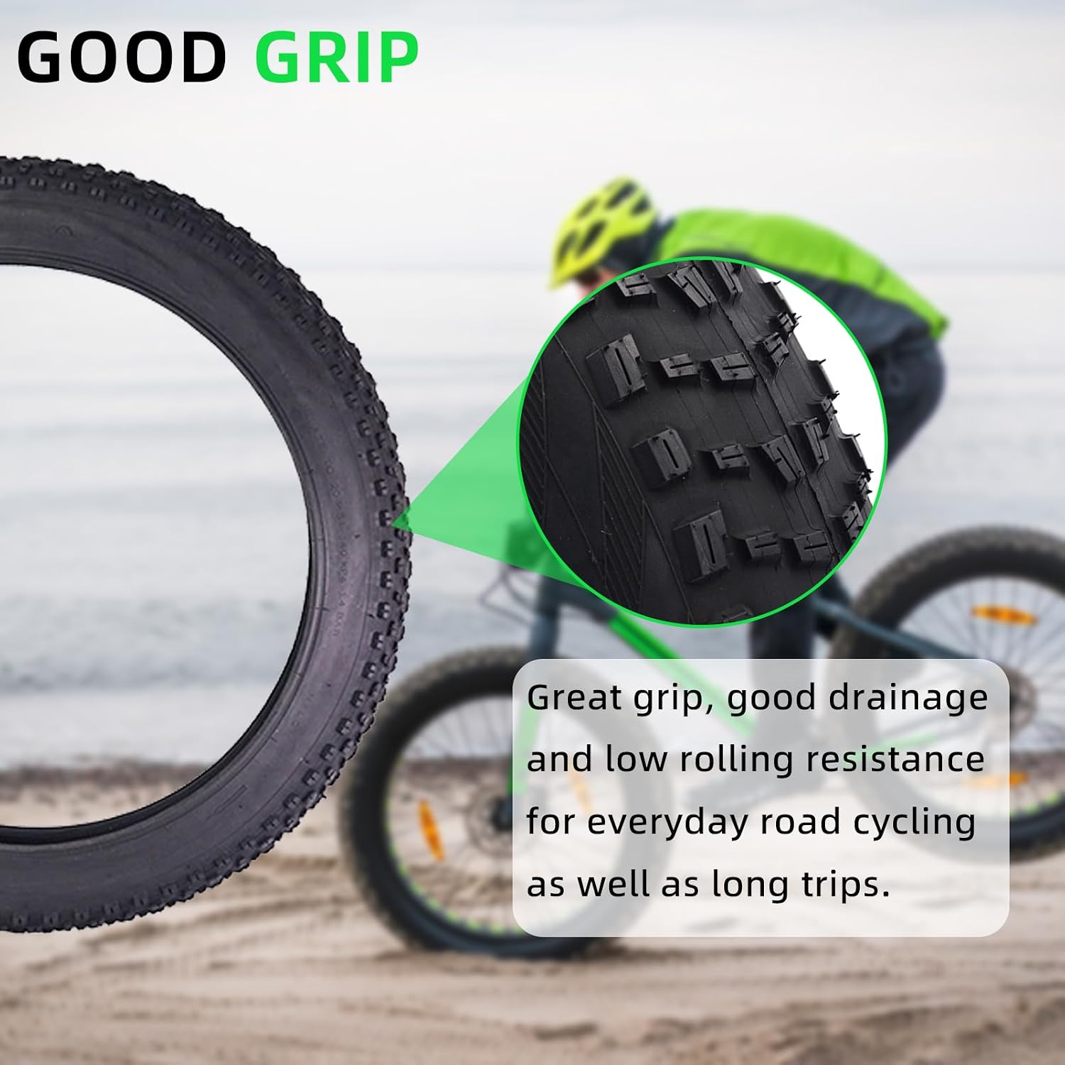 2 Pcs E-Bike Fat Tire Set with Inner Tube,24 X 4.0 Inch Electric Bicycle Replacement Accessories,Compatible with Urban Street Mountain Beach Snowmobile or 3-Wheel Bikes