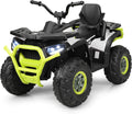 Costzon Kids ATV, 12V Battery Powered Electric Vehicle w/Safety Belt, LED Light, Music, Horn, 2 Speeds, USB/ MP3/TF, Treaded Tires, Ride on Car 4 Wheeler Quad for Boy & Girl Gift, Ride on ATV, Green