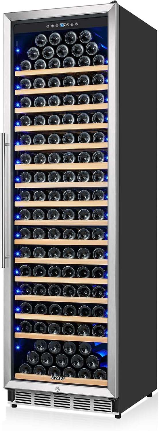 Large Wine Cooler Refrigerator 24 Inch, Upgraded 200 Bottle Wine Fridge with Professional Temperature Control, Built-in or Freestanding Tall Wine Cellar, Low Noise and Sliding Rail Shelves