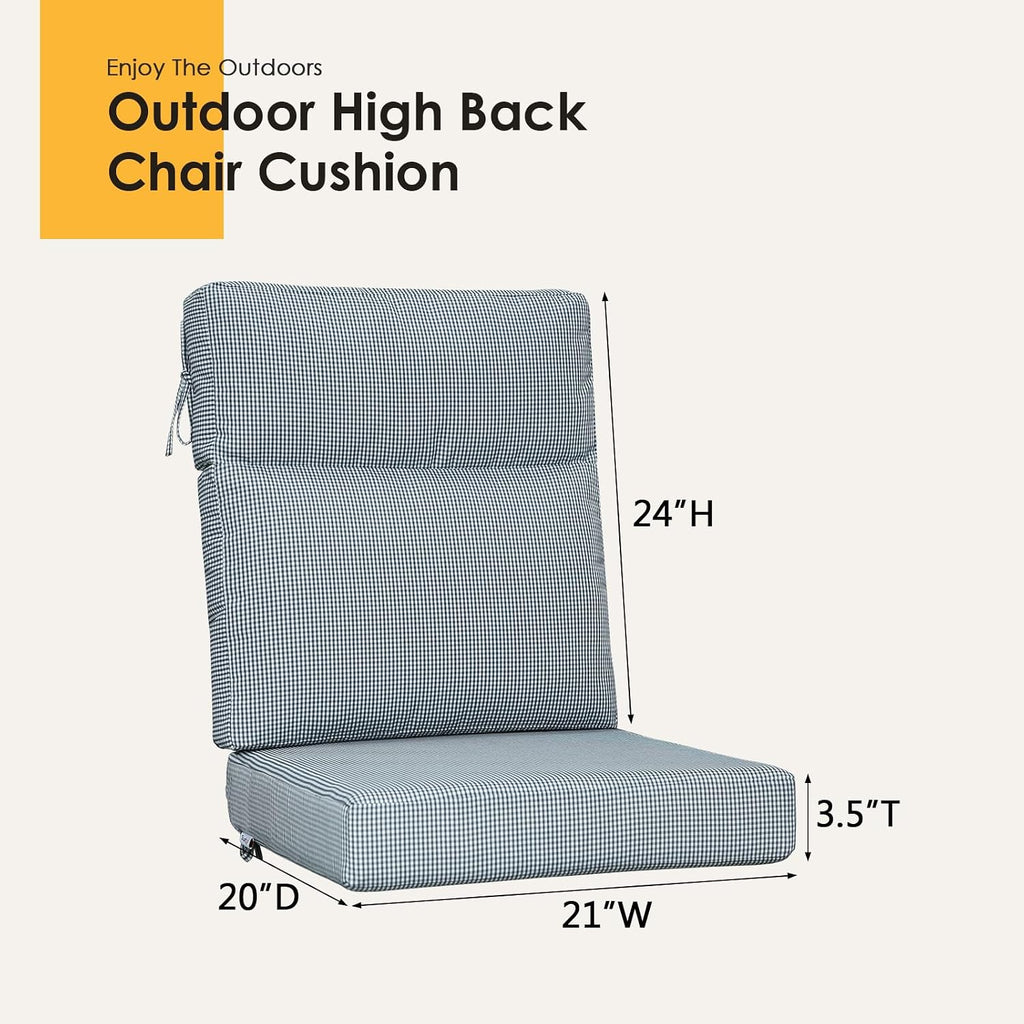 Outdoor High Back Chair Cushion, 2 Pack 44x21 inches Patio Chair Cushions Water Repellent Rocking Cushions Indoor Furniture Seat Pad, Black White Mini Check
