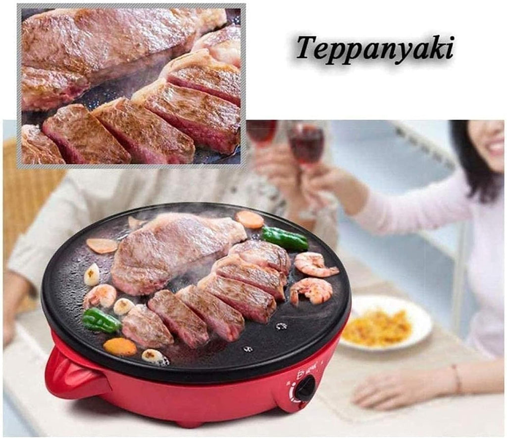 Electric Grill Indoor Electric Teppanyaki Grill Table Hot BBQ Plate for Kitchen Dinner Party Camping Festival Cooking 1100W (Color : Black)