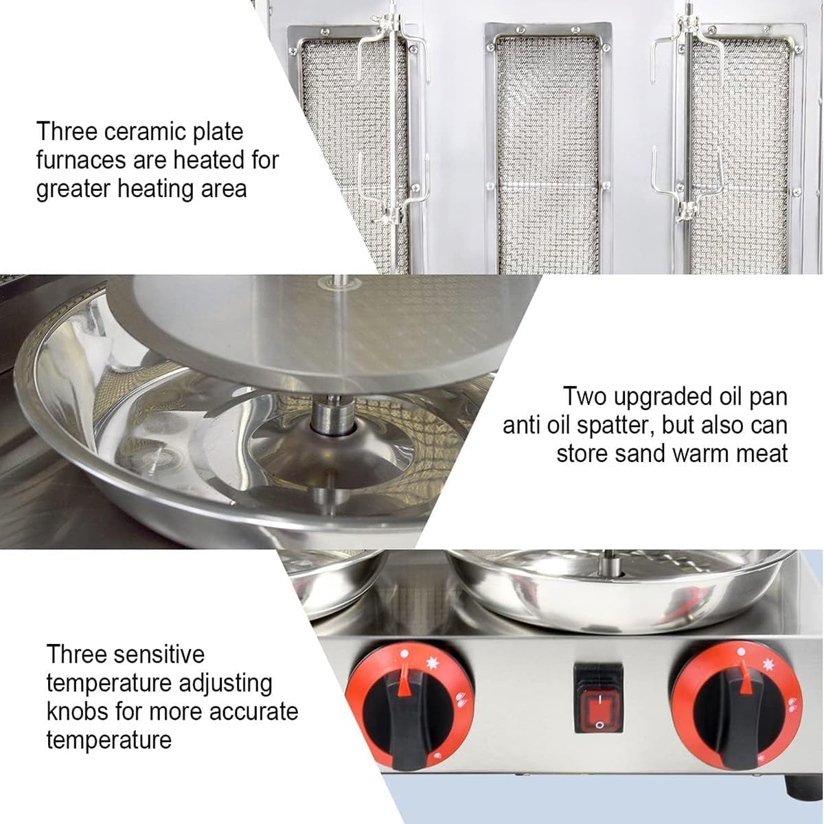 Vertical Broiler for Commercial Home Grill, Stainless Steel 360 Degrees Rotating Vertical Rotisserie Gyro Grill, Adjustable Temperature(220°F-572°F)