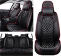 Car Seat Covers for GMC Canyon 2004-2026, Waterproof Nappa Leather Full Set Seat Cover with Headrests, Anti-Slip and Comfortable Automotive Seat Protector&Accessories(Black Red)
