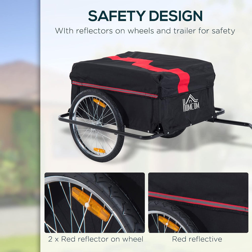 Aosom Bicycle Cargo Trailer, Two-Wheel Bike Luggage Wagon Trailer with Removable Cover