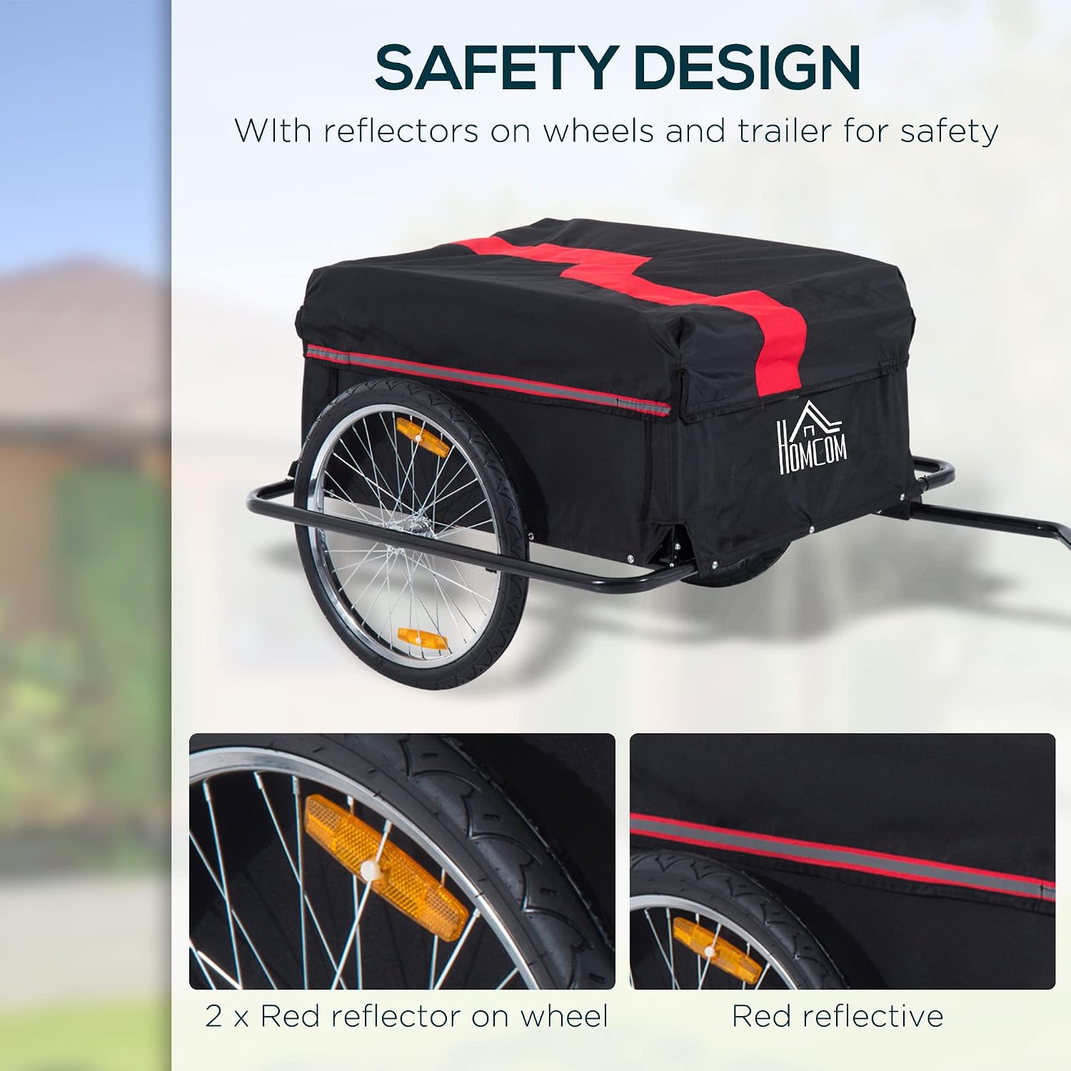 Aosom Bicycle Cargo Trailer, Two-Wheel Bike Luggage Wagon Trailer with Removable Cover